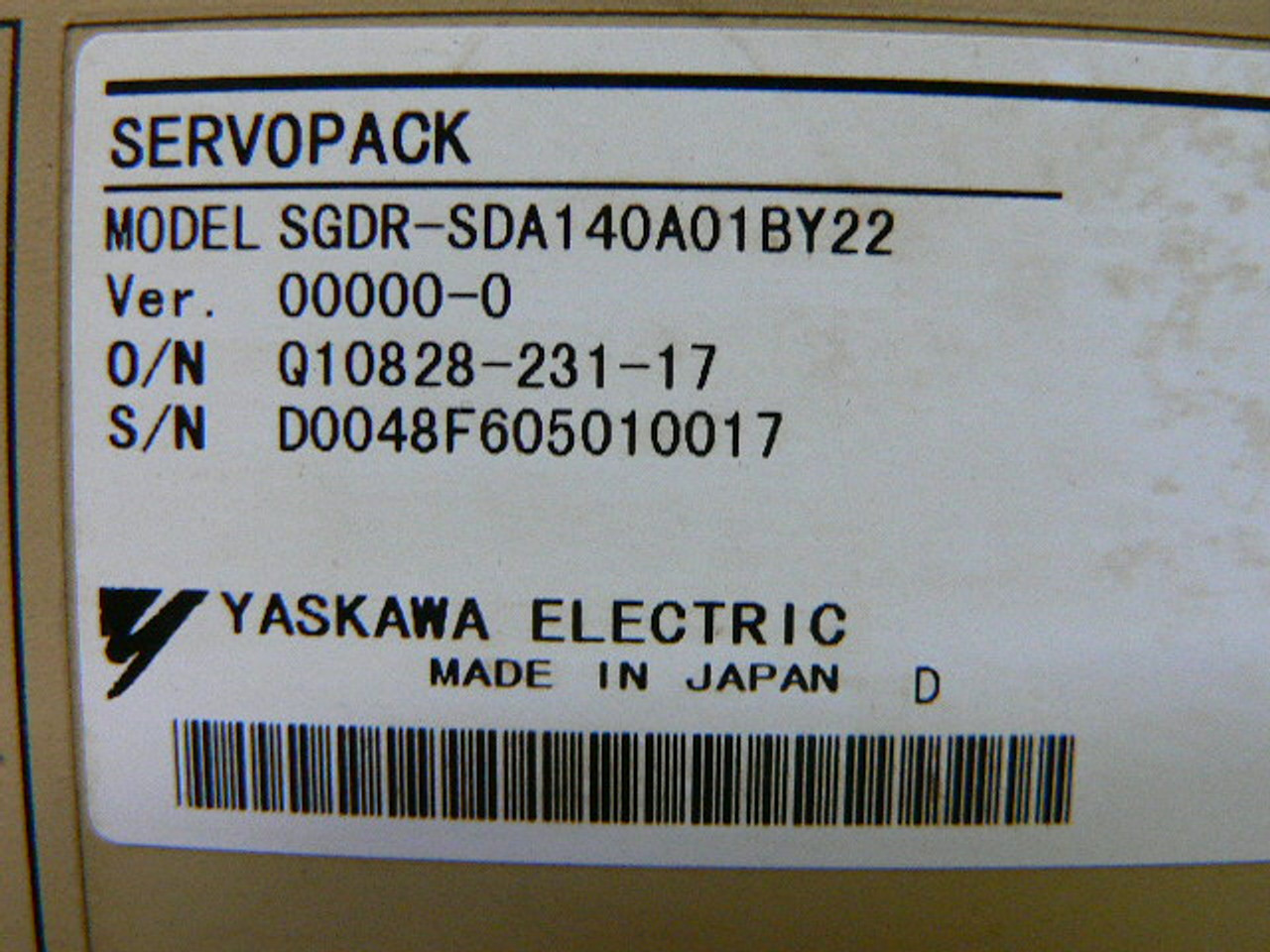 Yaskawa SGDR-SDA140A01BY22 SERVOPACK SGDRSDA140A01BY22 - Fen